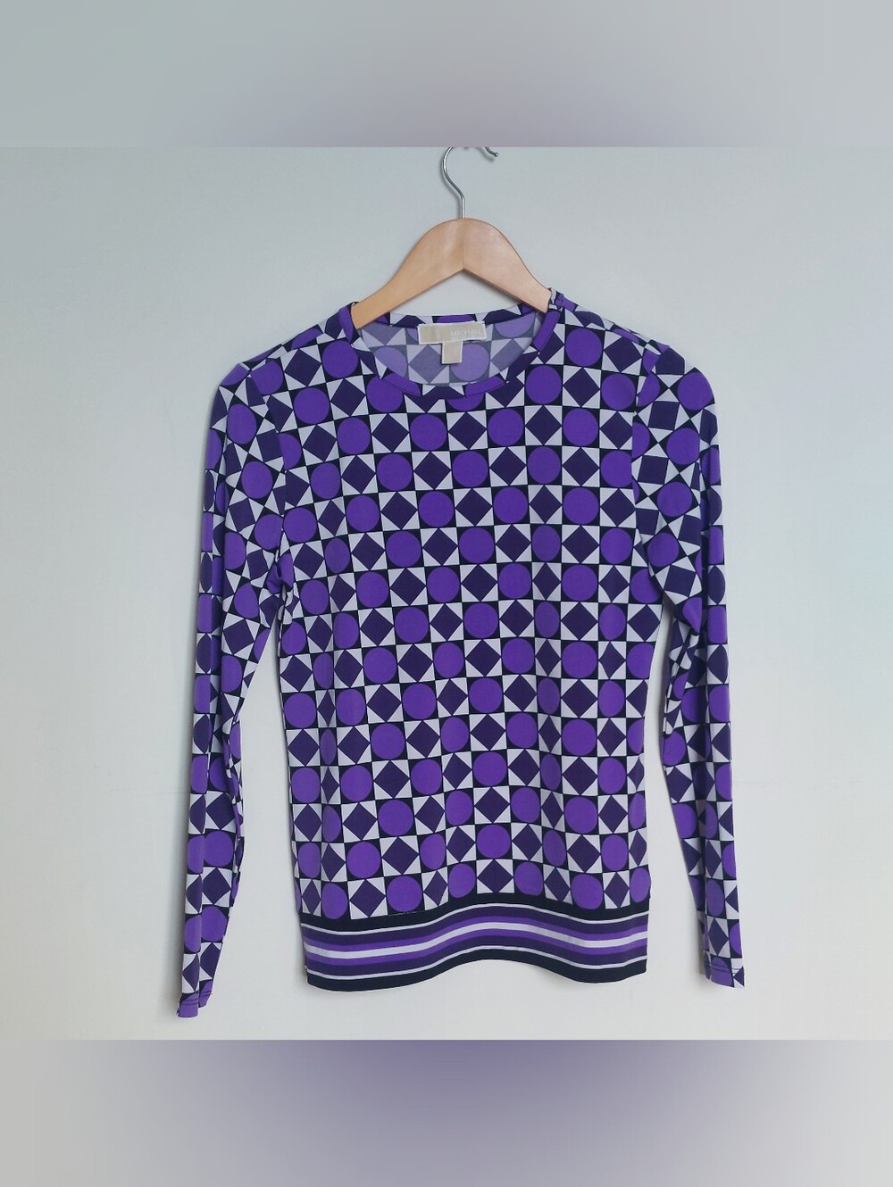 Michael Kors Purple Geometric Long-Sleeve Top